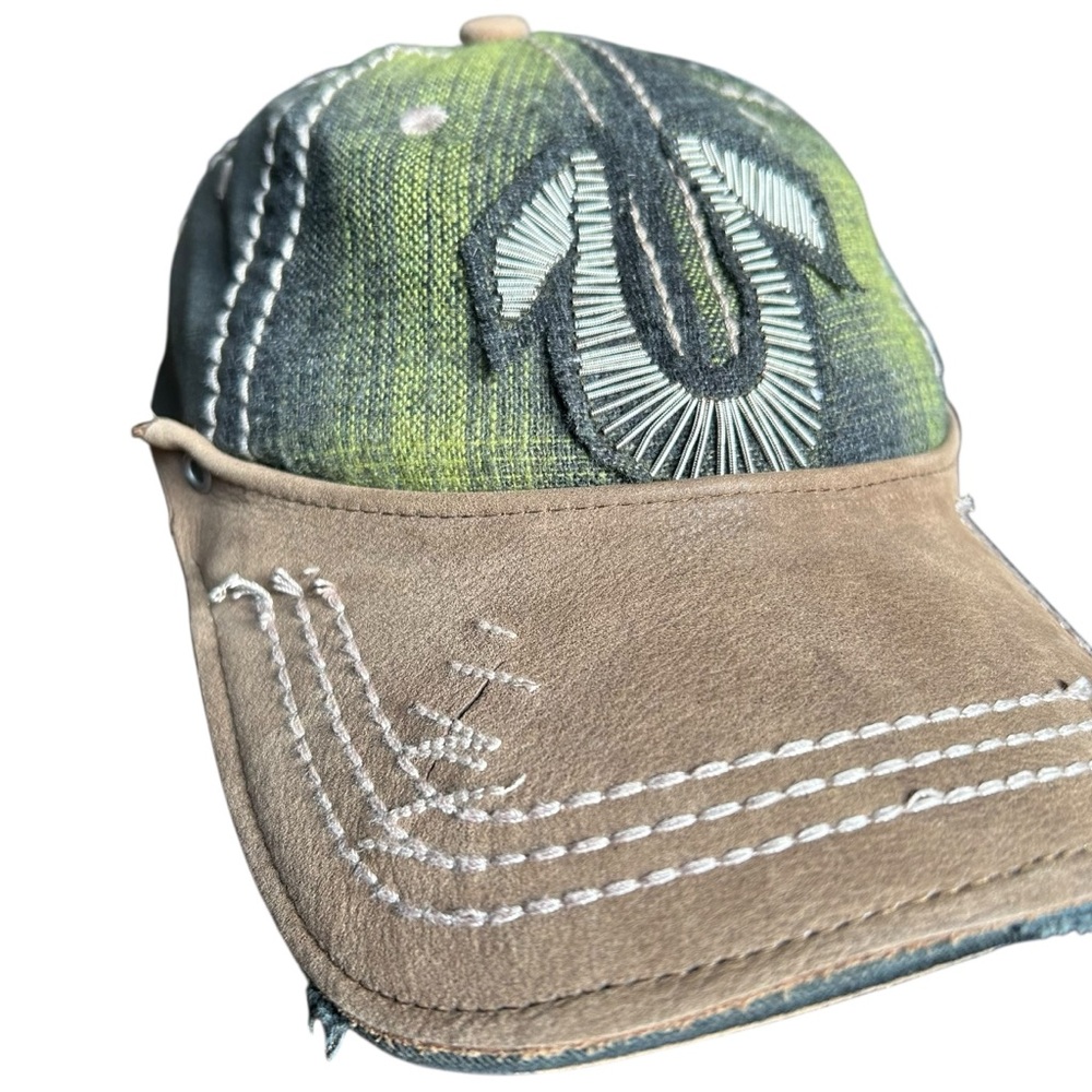RARE Vintage True Religion Distressed Plaid Trucker Hat Y2K Horseshoe OS - Picture 3 of 14